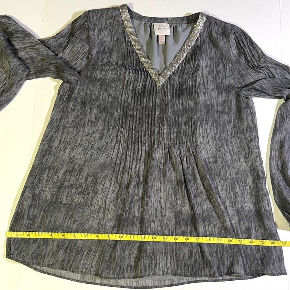 Knox Rose - Women's Size S - Grey Top Long Sleeve - Pleated Front - Picture 10 of 12